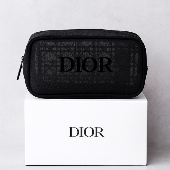 Dior Black Mesh Cosmetic Pouch Novelty Clutch - Picture 1 of 4